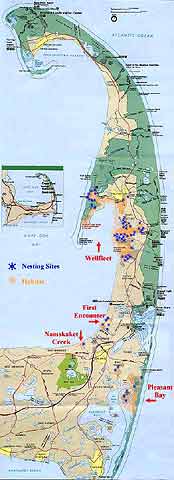 Map of Cape Cod, Massachusettes. Click to view large image (71 kb).